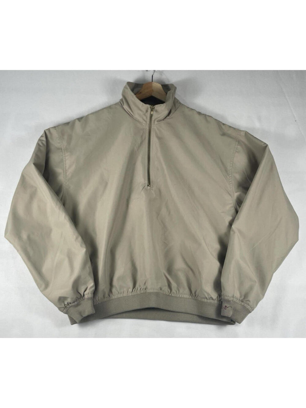 Vintage Beige Nylon Golf Half Quarter zip windbreaker Anorak Sz L